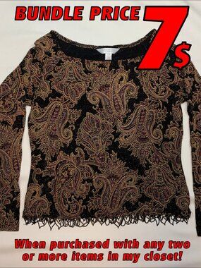 ConradC Long Sleeve Paisley Shirt/Top Size Small